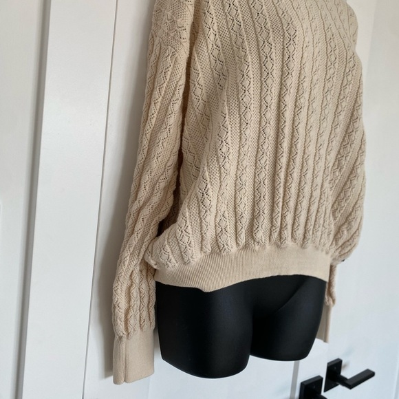 NWOT Roxy Off White Cream Knit Long Sleeve Closet Staple Sweater Size Medium - Picture 4 of 7